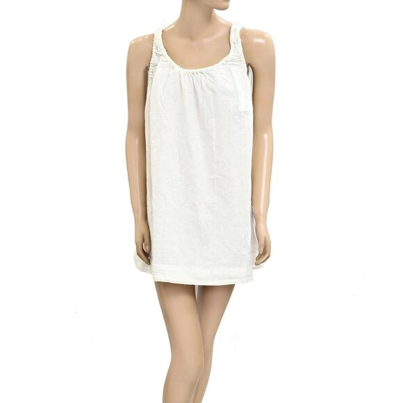 Free People Free-est Amanda Cotton-Linen Mini Dress Ruched Sleeveless S 281546 - Picture 5 of 8